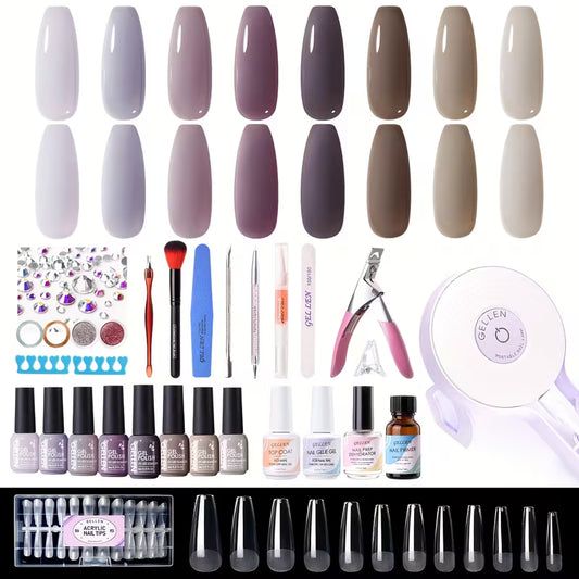 All-In-One Gellen Jelly Gel Nail Polish Kit with LED Lamp